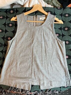 Madewell Heather Gray Pleated Front Tank Top